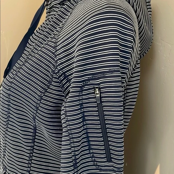Athleta Striped Blue Full Zip Hoodie, Size Large - Picture 5 of 8